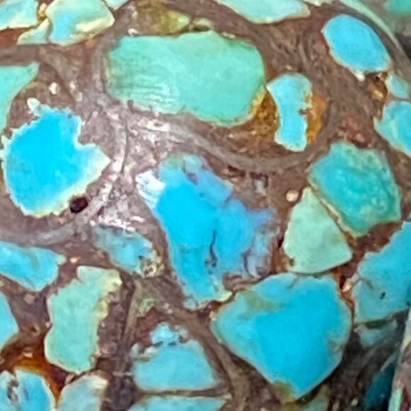 2" x 5/8" Vintage Indian Silver Earrings With Crushed Turquoise Mosaic & Screw B - Picture 10 of 11